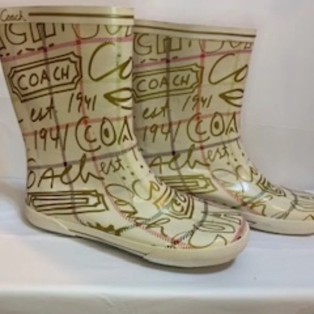 COACH Logo Rubber Rain Boots